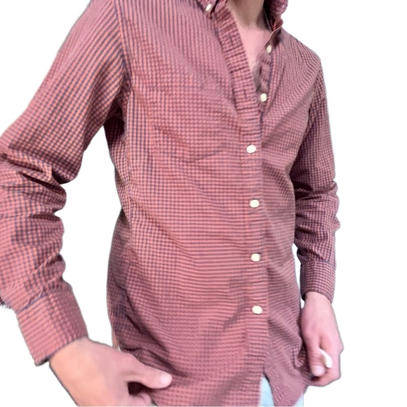 J.CREW Mens Rust Navy Tailored Long Sleeve Button-Down Pocket Shirt Size S - Picture 1 of 4